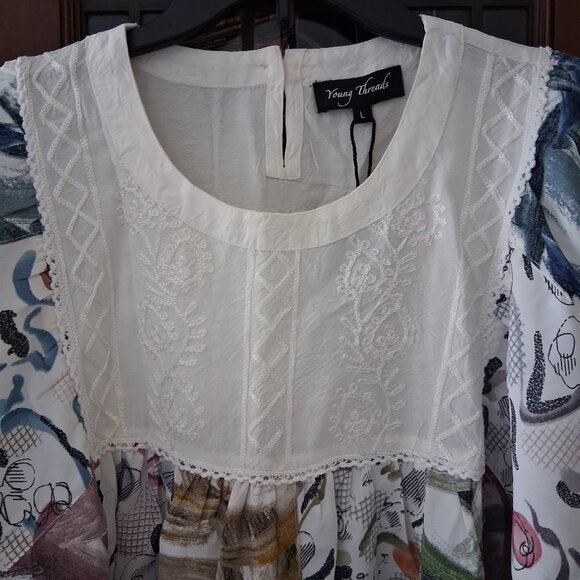 Young Threads Floral Dolman Sleeve pheasant blouse top size large NWT  B21 - Picture 3 of 10